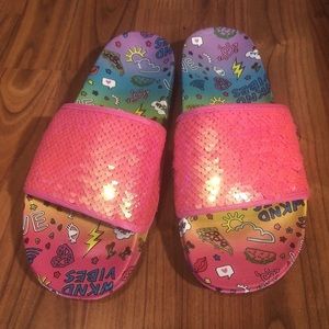 Reversible Sequins Slide Sandals